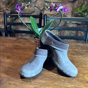 Cute studded suede clog boots